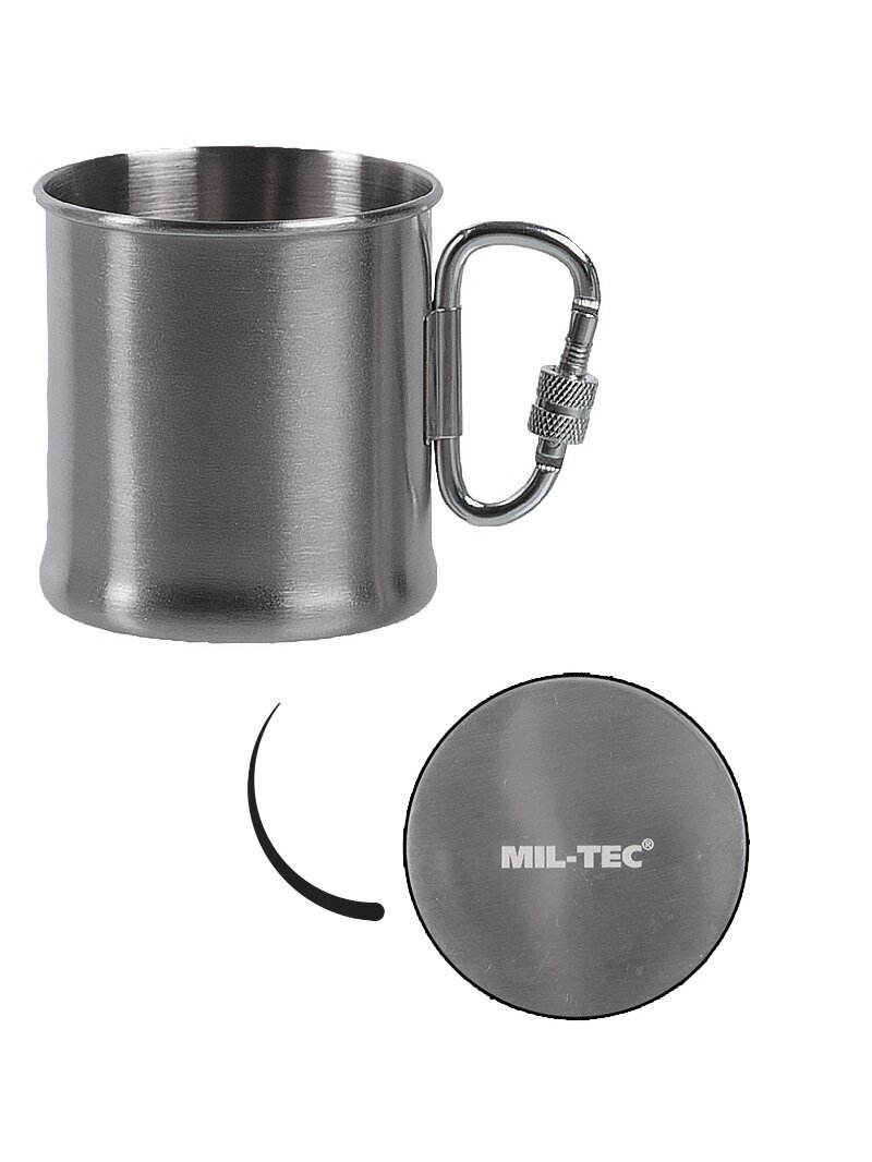 MIL-TEC puodelis su karabinu iš nerūdijančio plieno 250ml 1