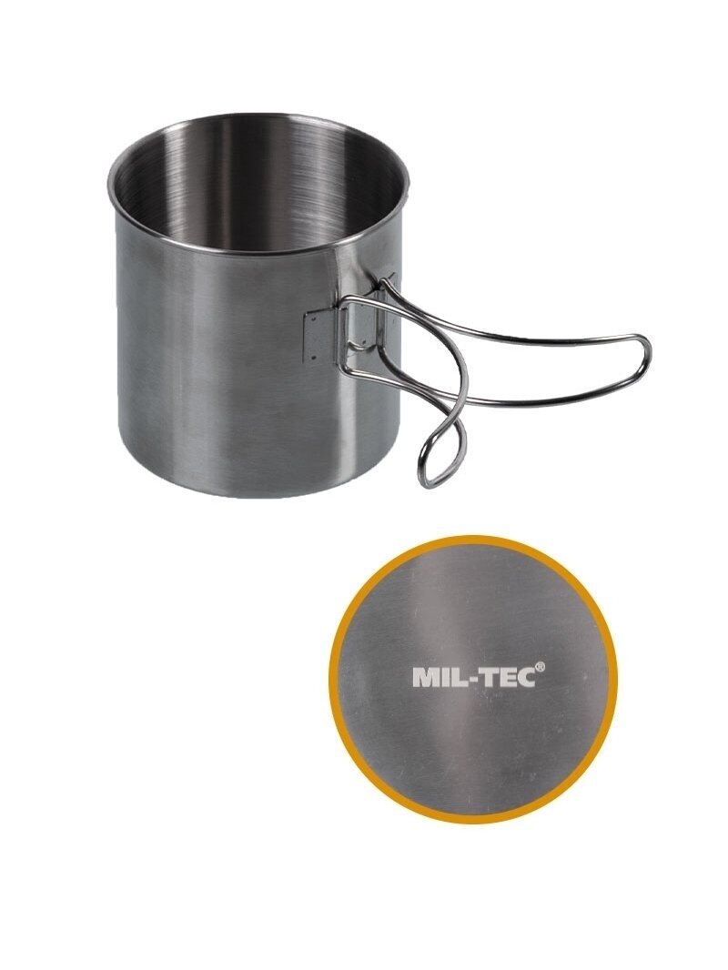 MIL-TEC Nerūdijančio plieno puodelis 800ml (lanksčia asa) 1 MIL-TEC Nerūdijančio plieno puodelis 800ml (lanksčia asa) 1