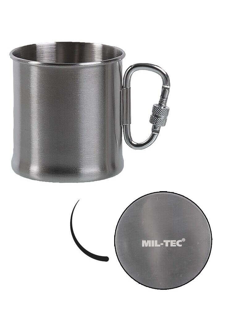 MIL-TEC puodelis su karabinu iš nerūdijančio plieno 250ml 1