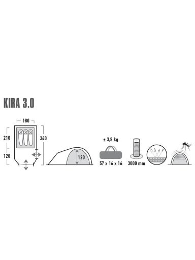 High Peak Kira 3 palapinė šviesiai pilka 10370