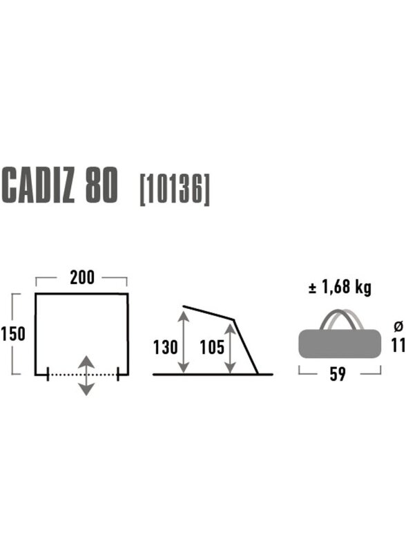 High Peak Cadiz 80 paplūdimio palapinė pilka 10136 2