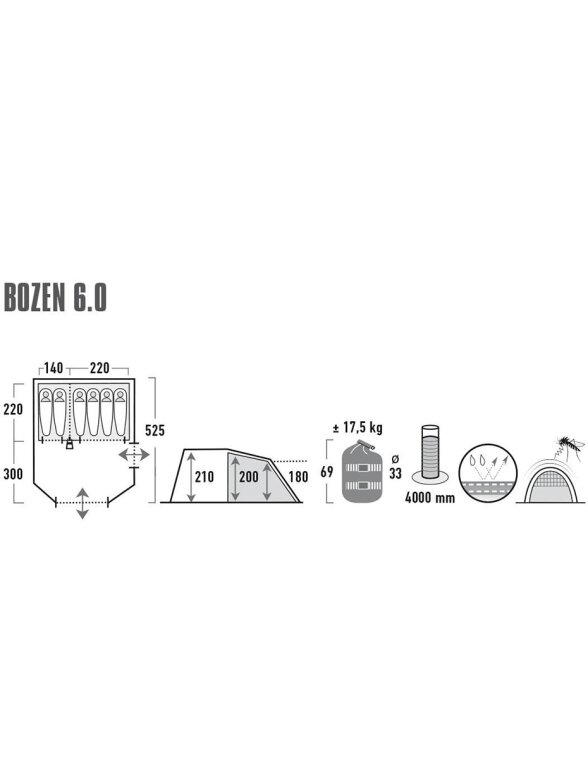 High Peak Bozen 6.0 šeimos palapinė pilkai žalia 11837 7