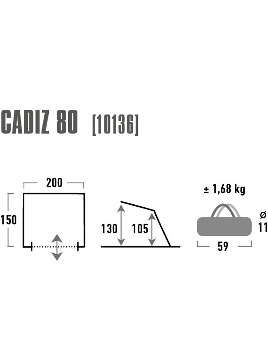 High Peak Cadiz 80 paplūdimio palapinė pilka 10136 2