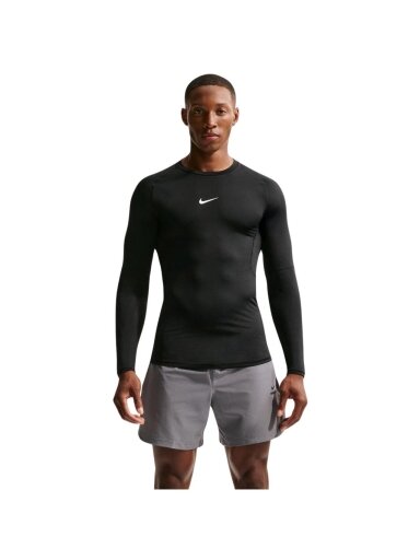 Nike marškinėliai vyrams Dri-Fit Pro ilgomis rankovėmis juodi FB7919 010