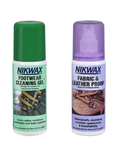 Nikwax rinkinys audinio ir odos hidroizoliacinis impregnantas ir batų valymo gelis 2x125ml NI-86