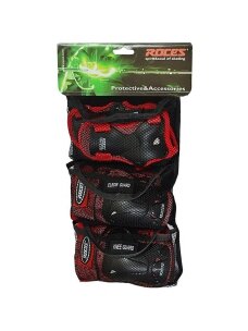 Roces ventiliuojamos JR riedučių apsaugos raudonos juodos 3 pakuotės 301352 02