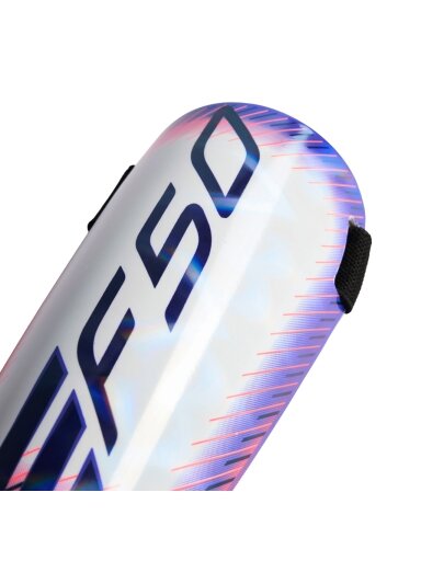 Adidas F50 Training futbolo blauzdų apsaugos, baltos-violetinės-oranžinės, KE5209