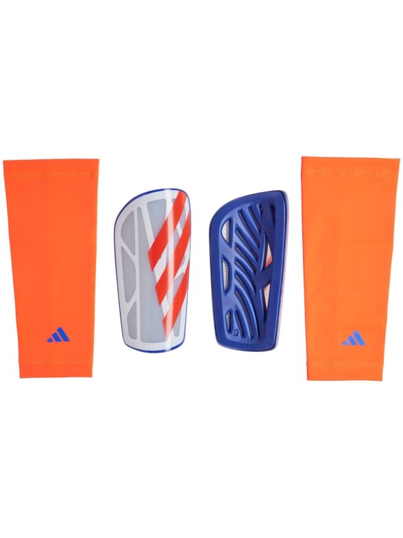 Adidas Tiro League futbolo blauzdų apsaugos pilkai oranžinė-mėlyna IW3790 Adidas Tiro League futbolo blauzdų apsaugos pilkai oranžinė-mėlyna IW3790