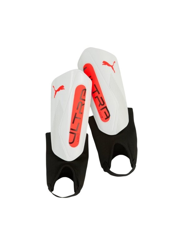 Puma Ultra Light Ankle futbolo apsaugos vyrams baltos-oranžinės spalvos 30991 01 Puma Ultra Light Ankle futbolo apsaugos vyrams baltos-oranžinės spalvos 30991 01