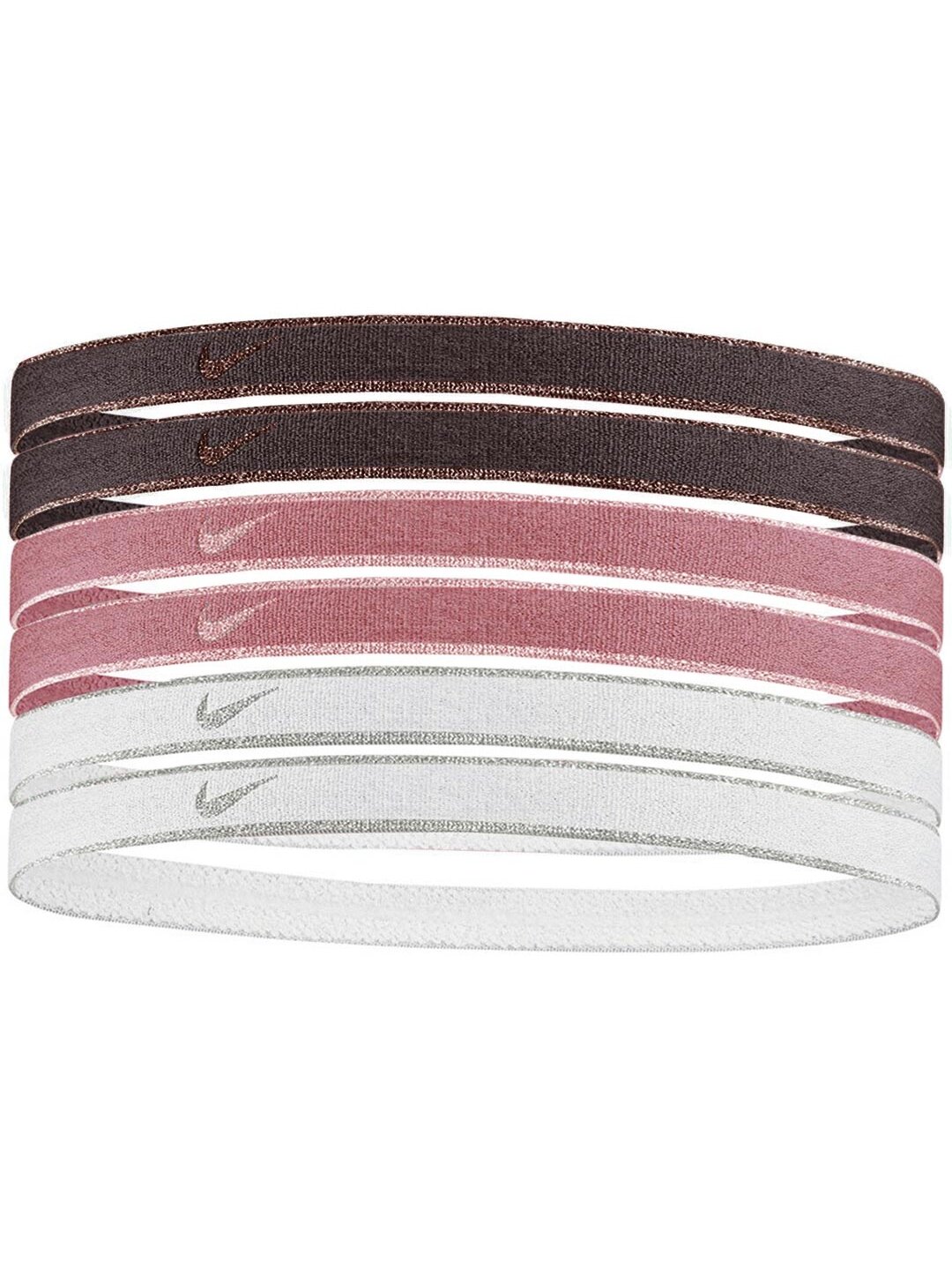 Nike Swoosh Sport plaukų juostos 6 vnt. kreminė, ruda N1002008125OS