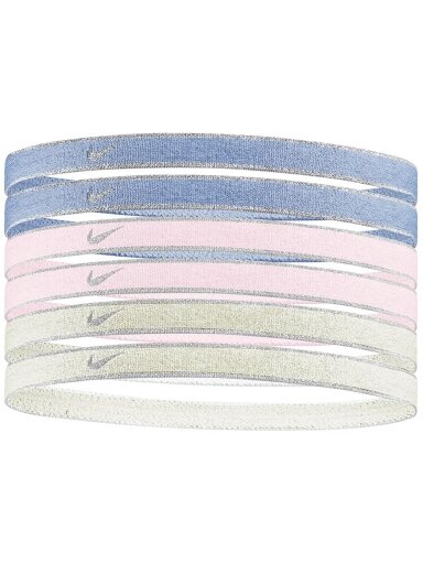 Nike plaukų juostos 6 vnt. Swoosh Sport metalic - violetinė, rožinė, geltona N1002008511OS