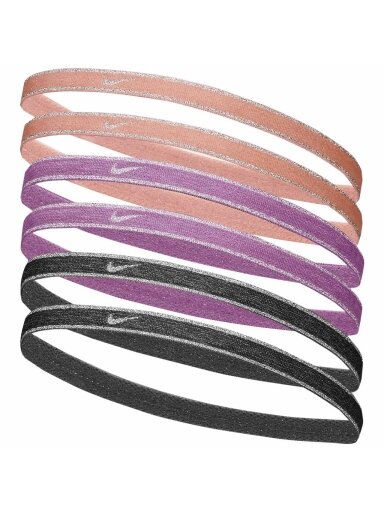 Nike Swoosh Sport metalinės plaukų juostos 6 vnt. persikų, rožinė, pilka N1002008646OS Nike Swoosh Sport metalinės plaukų juostos 6 vnt. persikų, rožinė, pilka N1002008646OS