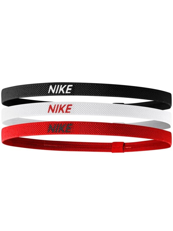 Nike Elastic 2.0 plaukų juostos 3 vnt. raudona, balta, juoda N1004529083OS Nike Elastic 2.0 plaukų juostos 3 vnt. raudona, balta, juoda N1004529083OS
