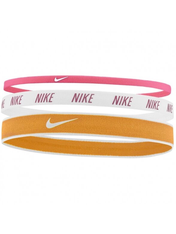 Nike skirtingo pločio galvos juostos 3 vnt. oranžinė, balta, rožinė N0002548624OS