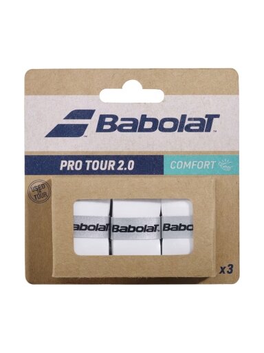 Babolat Pro Tour 2.0 Comfort raketės apvijos, 3 vnt., baltos 653053