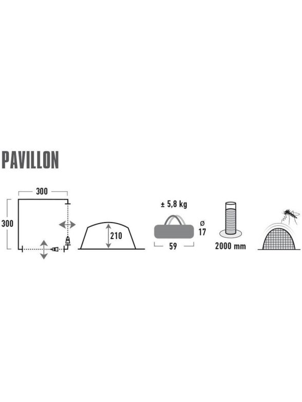 High Peak Pavillon 3x3 pilkai žalias 14047 1
