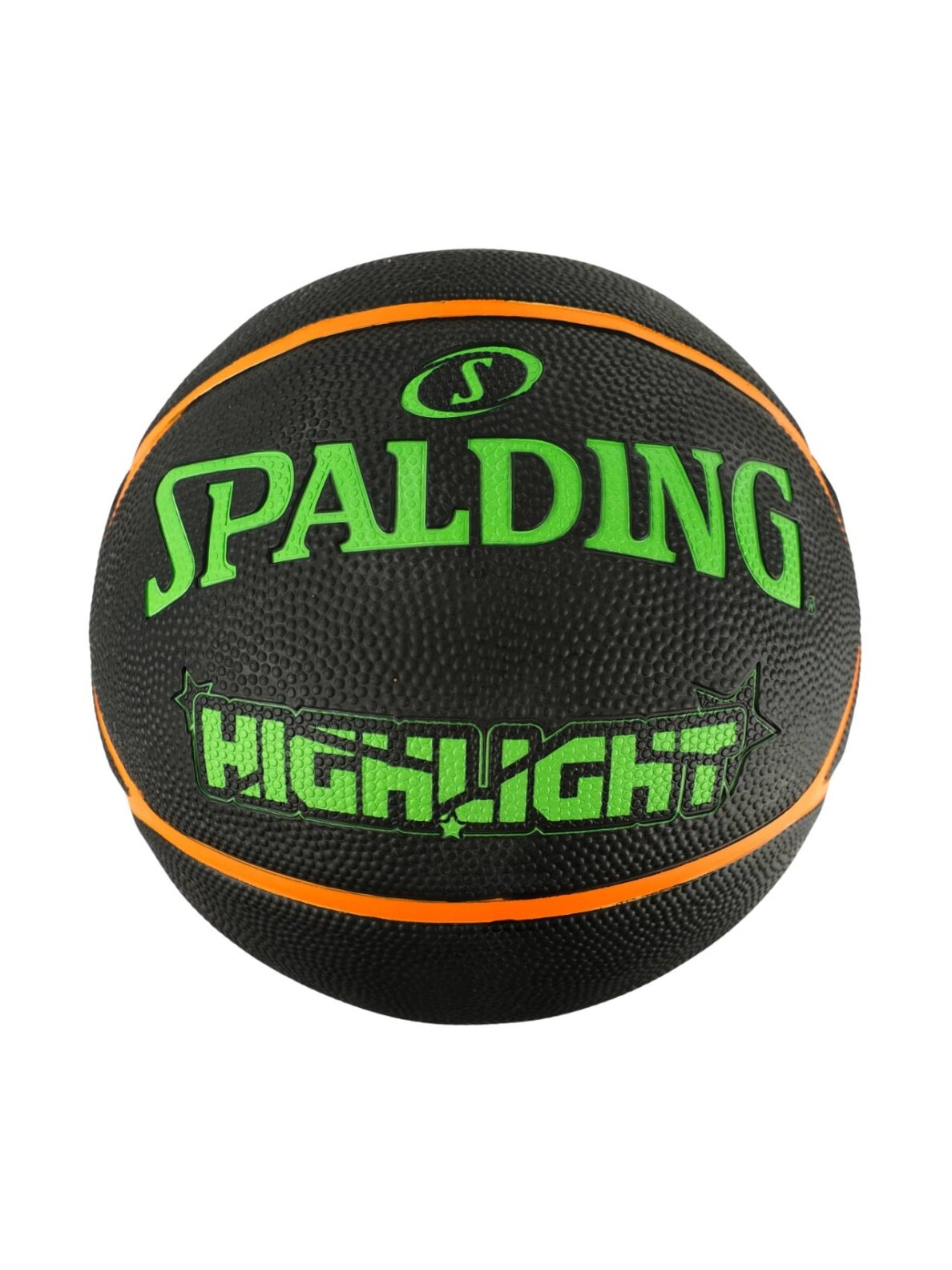 Spalding Highlight krepšinio kamuolys juodas-žalias-oranžinis 84354Z