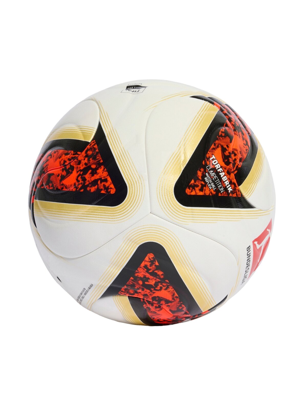 Futbolo kamuolys Adidas Bundesliga 26/27 Torfabrik Competition balta-oranžinė-auksinė KG6045 1 Futbolo kamuolys Adidas Bundesliga 26/27 Torfabrik Competition balta-oranžinė-auksinė KG6045 1
