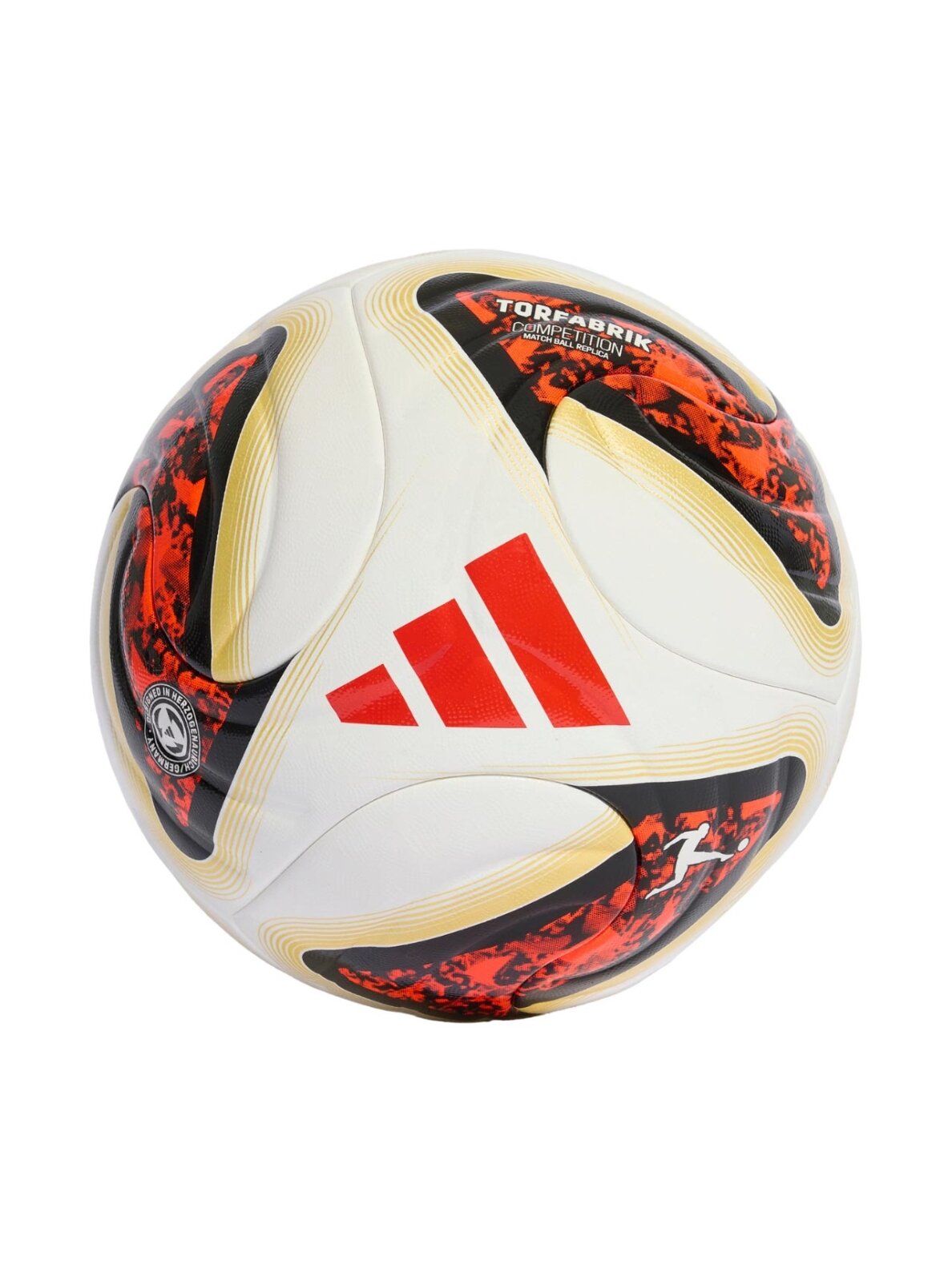 Futbolo kamuolys Adidas Bundesliga 26/27 Torfabrik Competition balta-oranžinė-auksinė KG6045 Futbolo kamuolys Adidas Bundesliga 26/27 Torfabrik Competition balta-oranžinė-auksinė KG6045