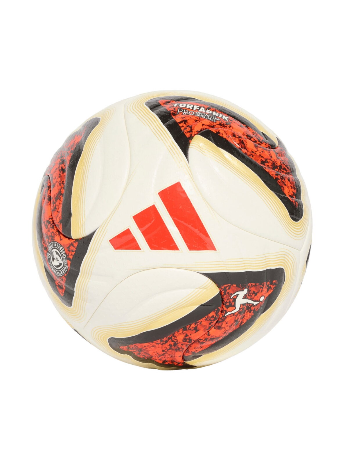 Futbolo kamuolys Adidas Bundesliga 26/27 Torfabrik Pro balta-oranžinė-auksinė KG6037