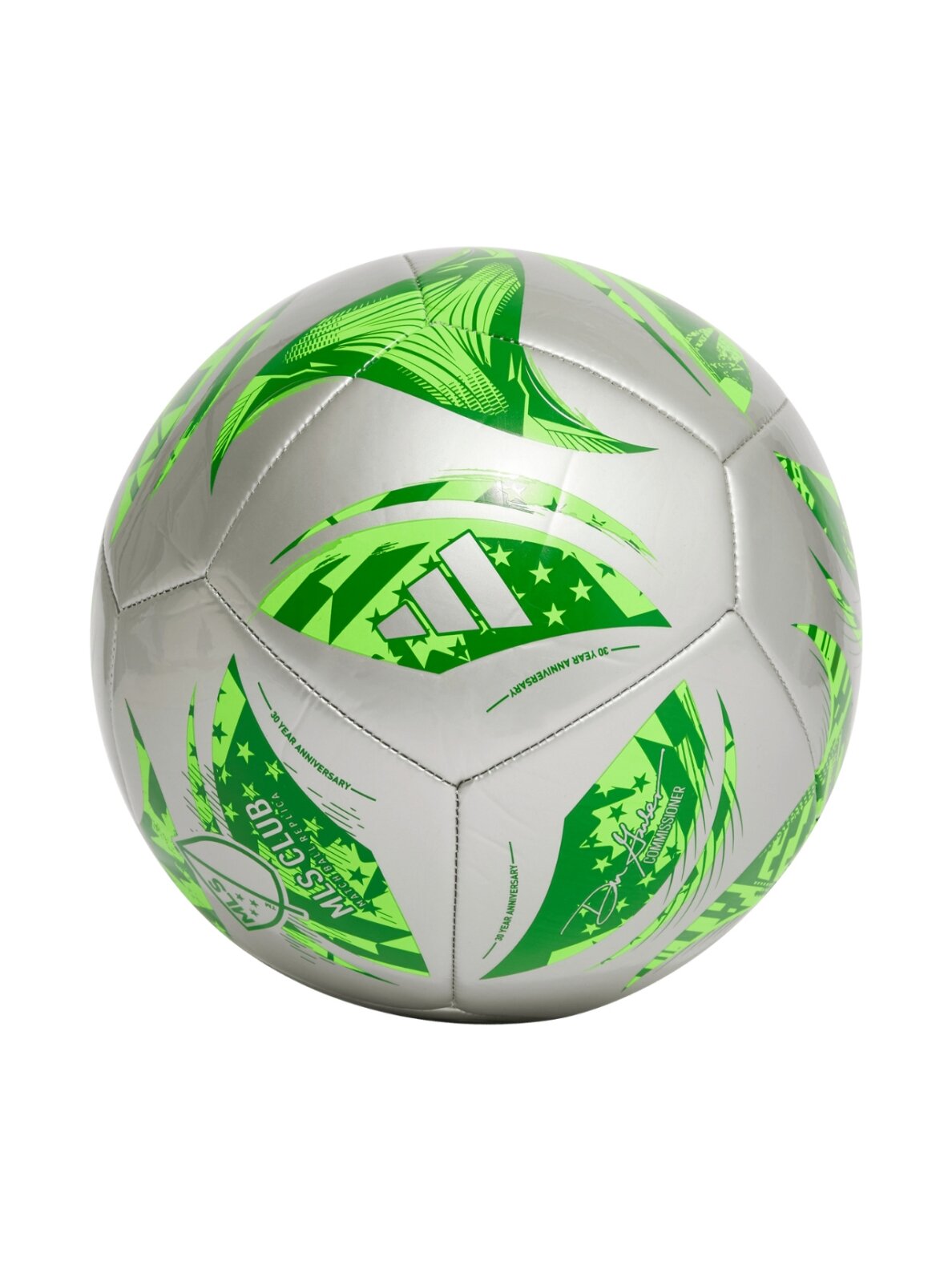adidas MLS Club futbolo kamuolys sidabrinė-žalia JH1307 1 adidas MLS Club futbolo kamuolys sidabrinė-žalia JH1307 1