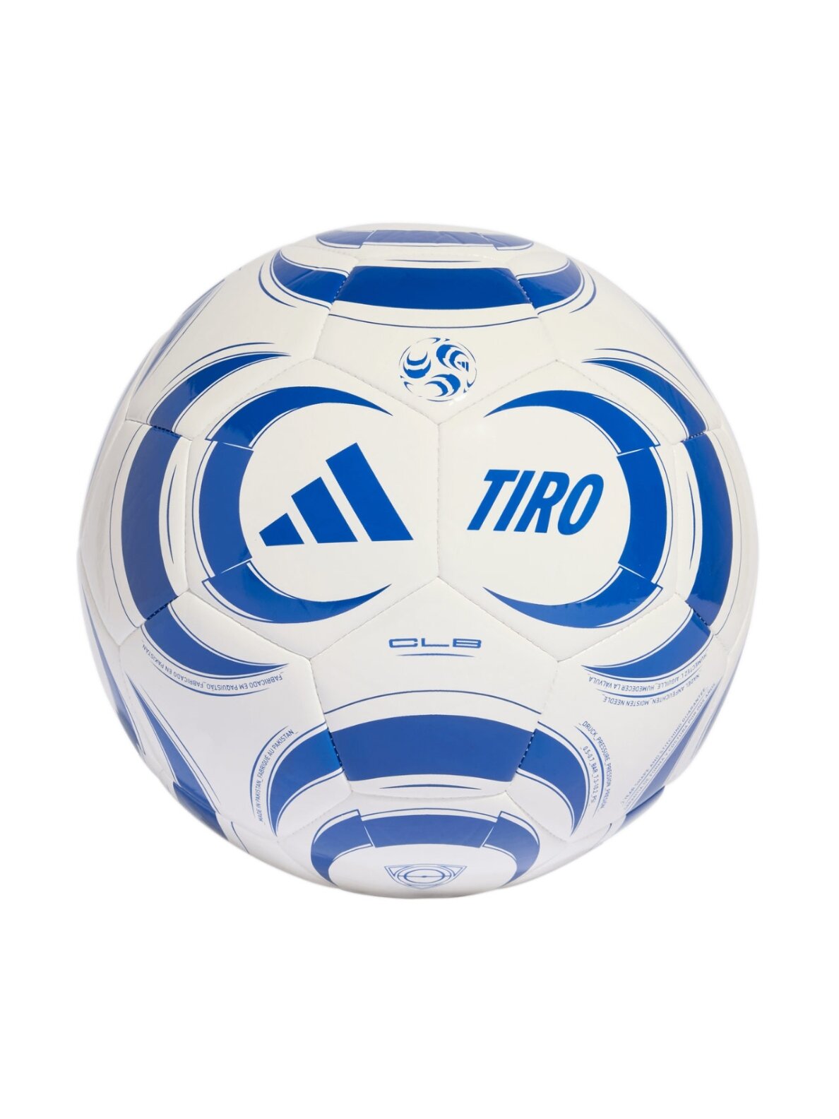 adidas Tiro Club futbolo kamuolys baltas-mėlynas KF8846 adidas Tiro Club futbolo kamuolys baltas-mėlynas KF8846
