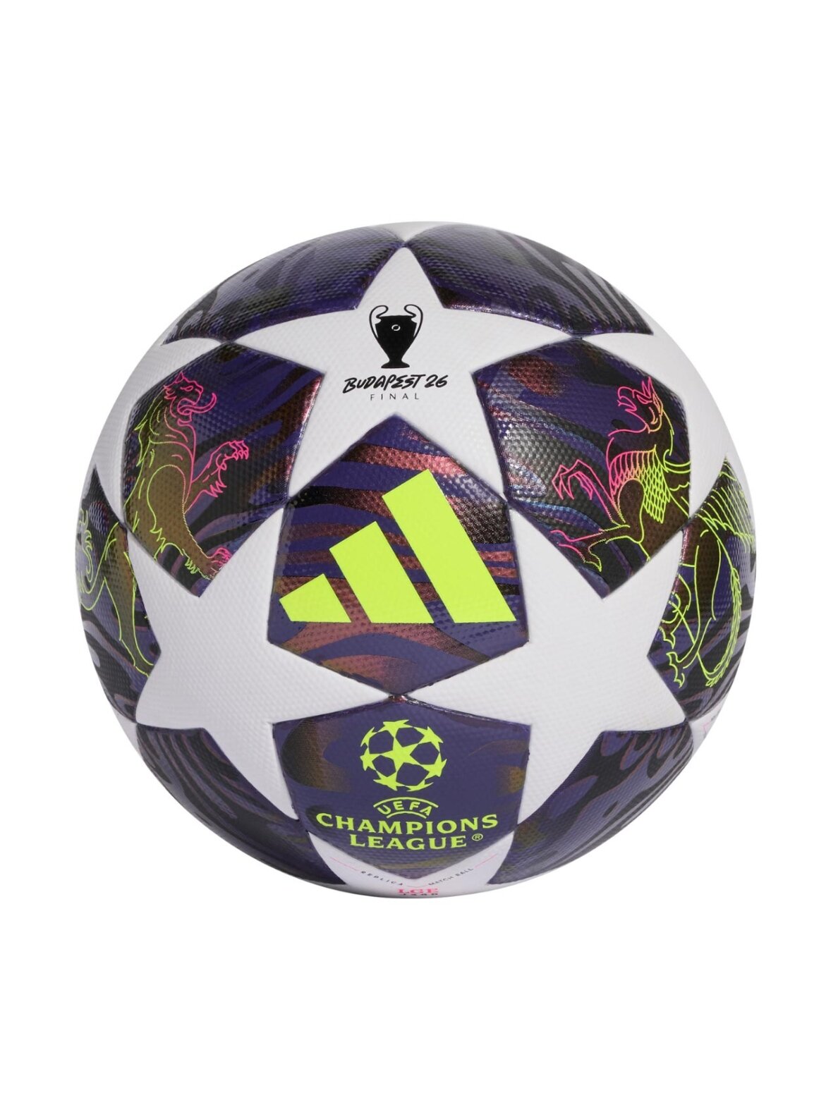 Adidas UCL 25/26 Final League J350 futbolo kamuolys violetinis-baltas JX9098 Adidas UCL 25/26 Final League J350 futbolo kamuolys violetinis-baltas JX9098