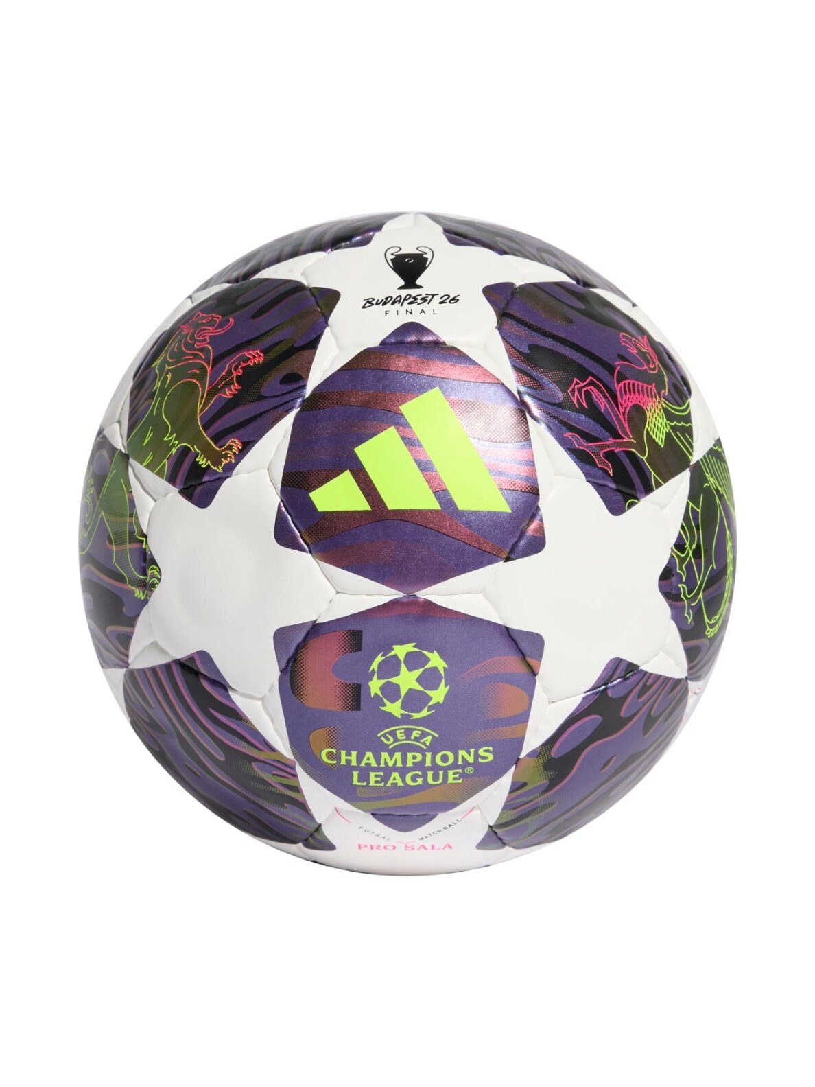 Adidas UCL 25/26 Final Pro Sala futbolo kamuolys violetinės-baltos spalvos JX9102