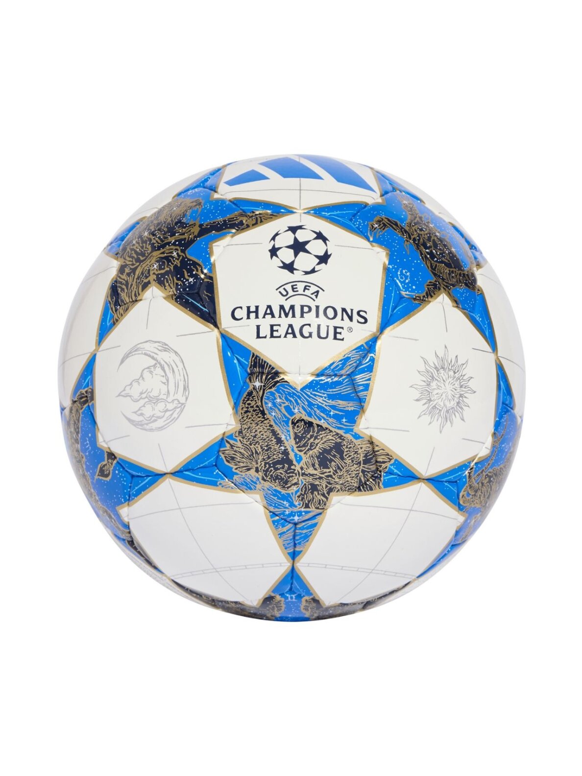 Adidas UCL Pro Sala 25/26 League Stage futbolo kamuolys balta-mėlyna-auksinė JP1546 3 Adidas UCL Pro Sala 25/26 League Stage futbolo kamuolys balta-mėlyna-auksinė JP1546 3