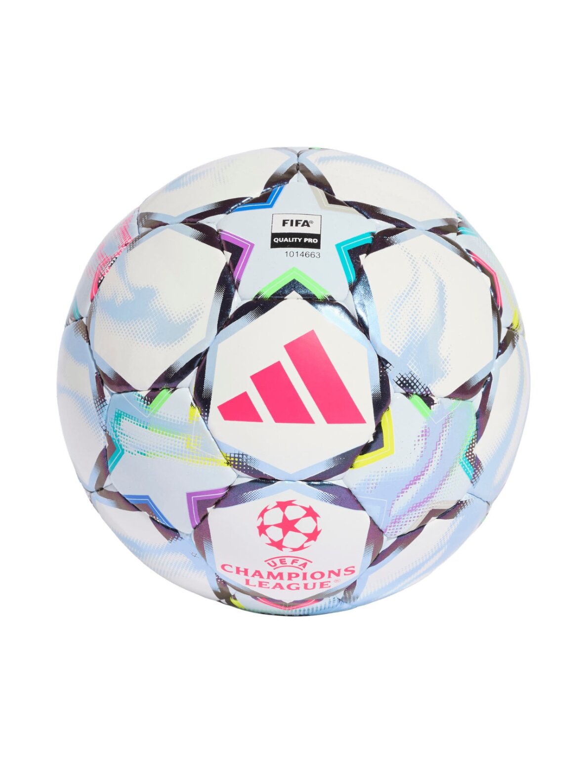 adidas UCL Pro Sala 26/27 League Stage salės futbolo kamuolys, baltas-šviesiai mėlynas / spalvotas KE9772 adidas UCL Pro Sala 26/27 League Stage salės futbolo kamuolys, baltas-šviesiai mėlynas / spalvotas KE9772