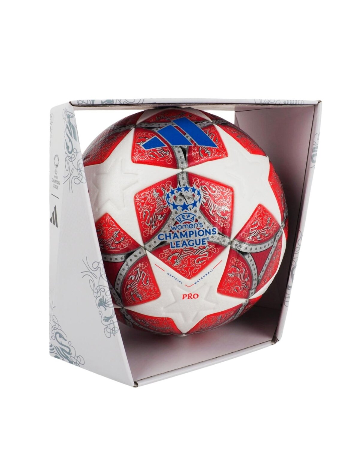 Adidas futbolo kamuolys UCL Womens 25/26 Final Pro moterims raudonas-baltas JW1325 Adidas futbolo kamuolys UCL Womens 25/26 Final Pro moterims raudonas-baltas JW1325