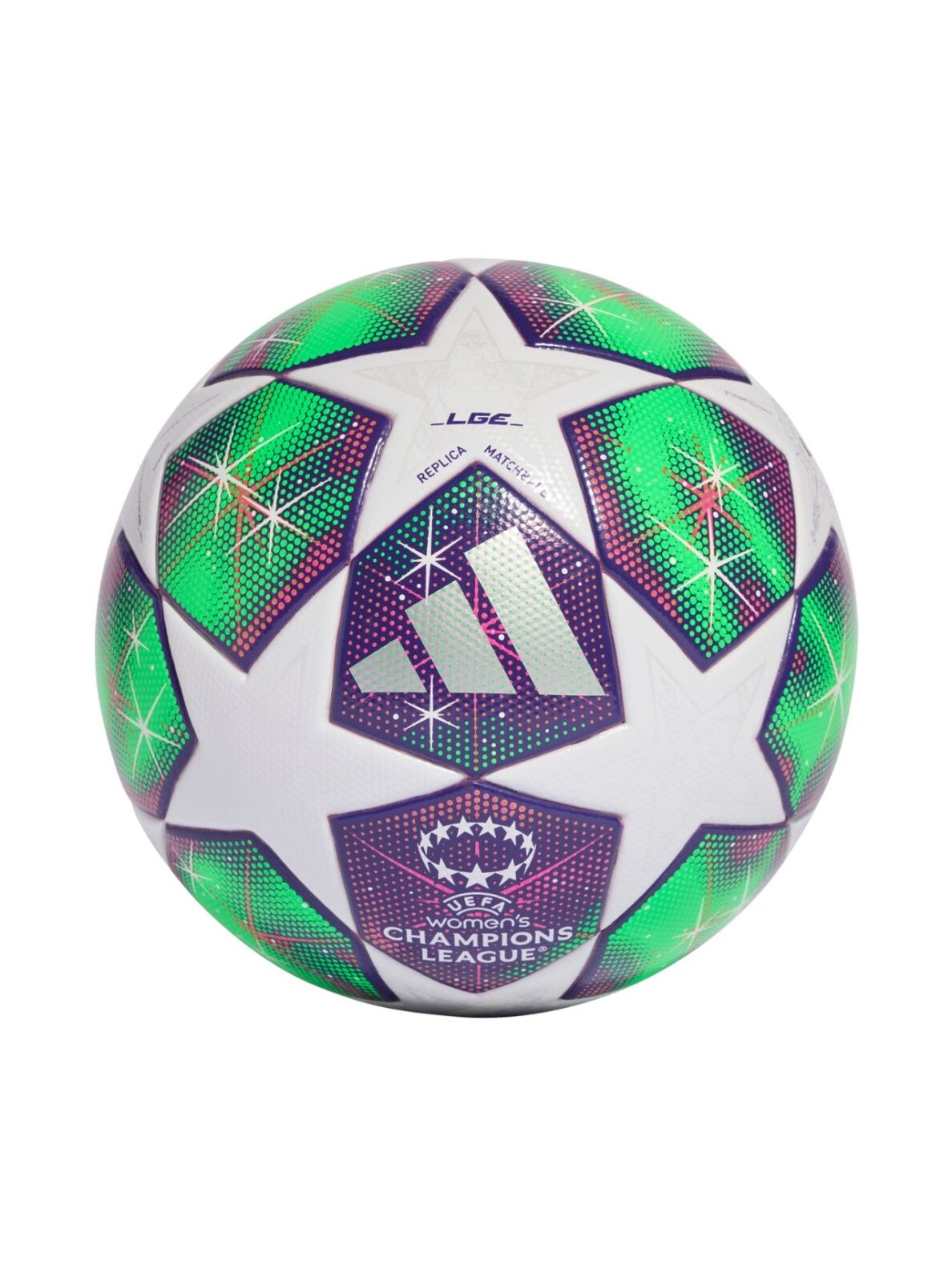 Adidas W UCL 25/26 League Stage futbolo kamuolys moterims violetinė-žalia-balta JP1576 Adidas W UCL 25/26 League Stage futbolo kamuolys moterims violetinė-žalia-balta JP1576