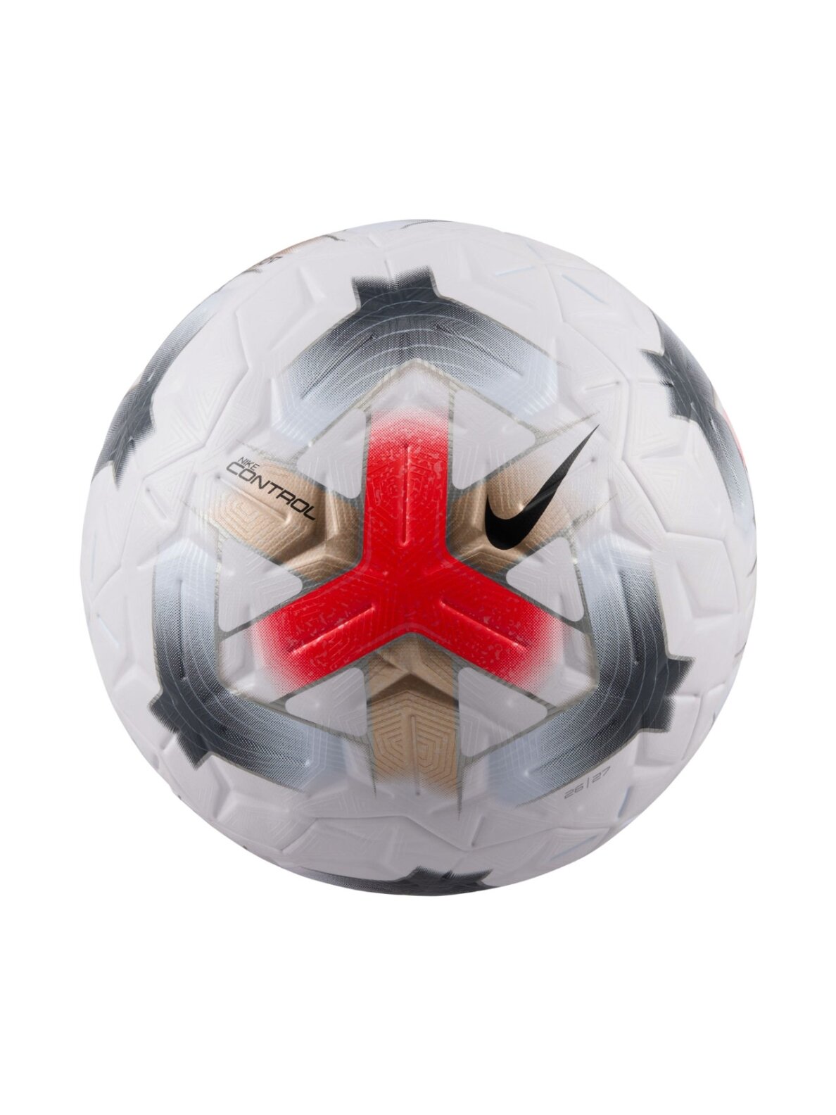 Nike Control futbolo kamuolys, baltas-juodas-raudonas IQ0618 100 Nike Control futbolo kamuolys, baltas-juodas-raudonas IQ0618 100