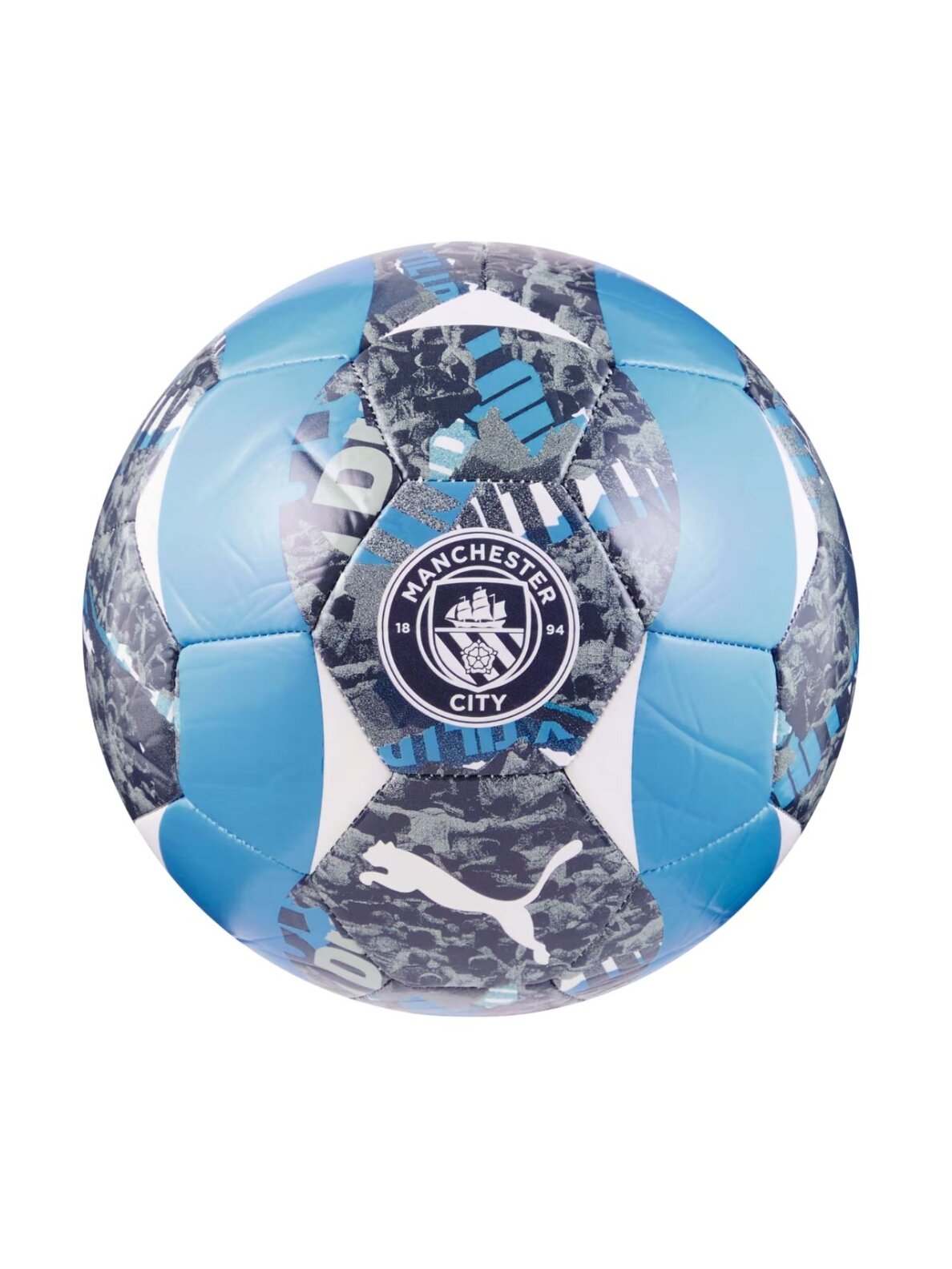 Puma MCFC Prematch football kamuolys pilka-mėlyna 84548 74 1 Puma MCFC Prematch football kamuolys pilka-mėlyna 84548 74 1