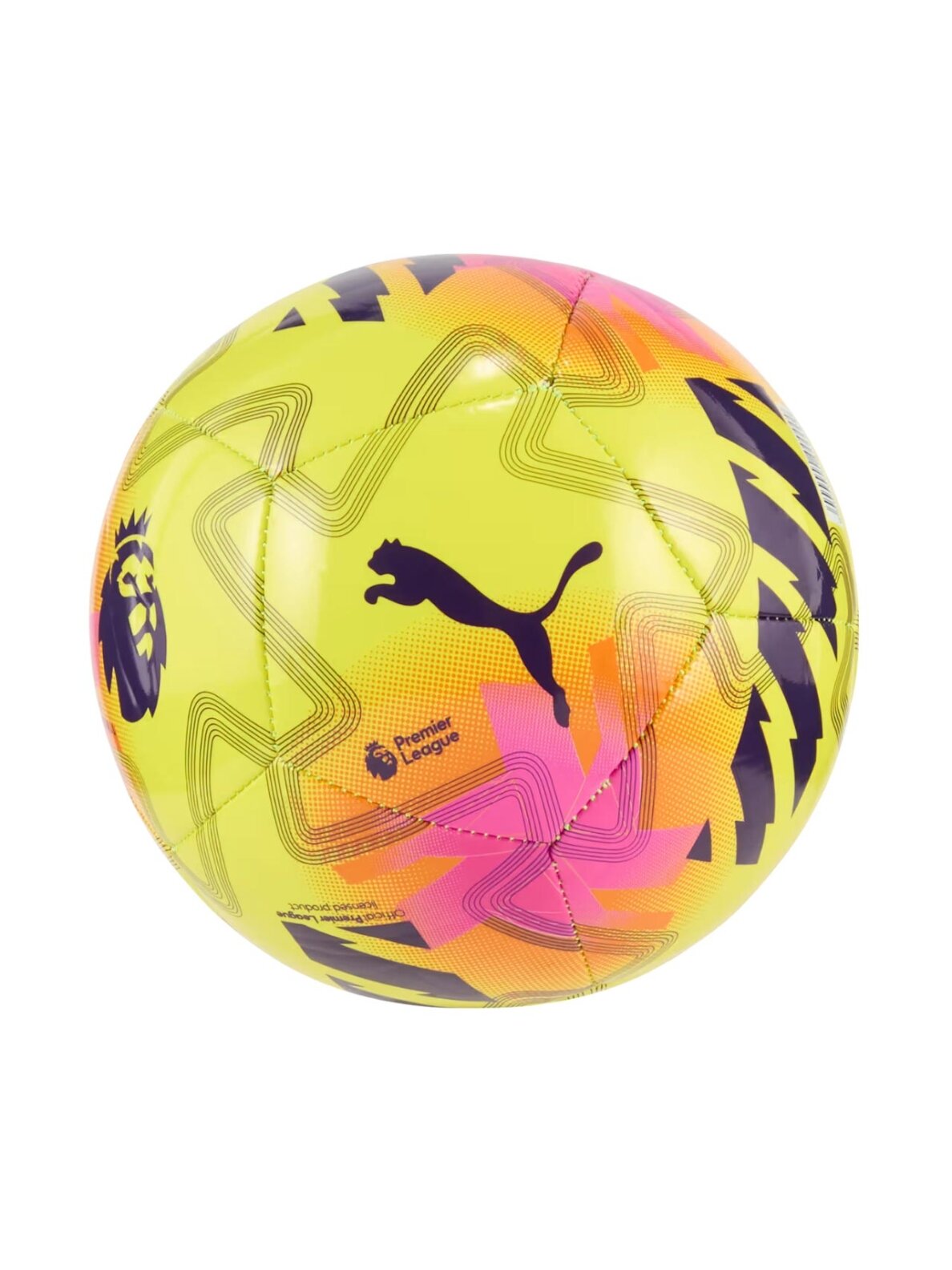 Puma Orbita Mini Premier League Lights futbolo kamuolys, geltonai rožinis 84722 01