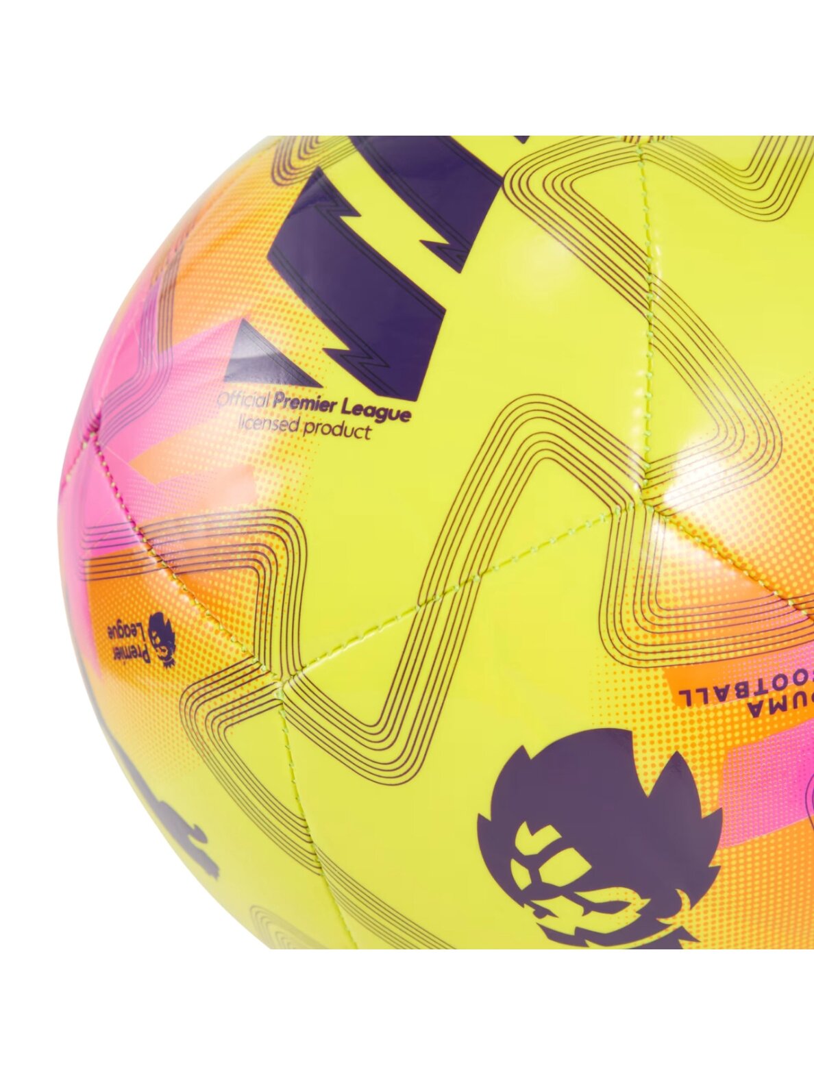 Puma Orbita Mini Premier League Lights futbolo kamuolys, geltonai rožinis 84722 01 1