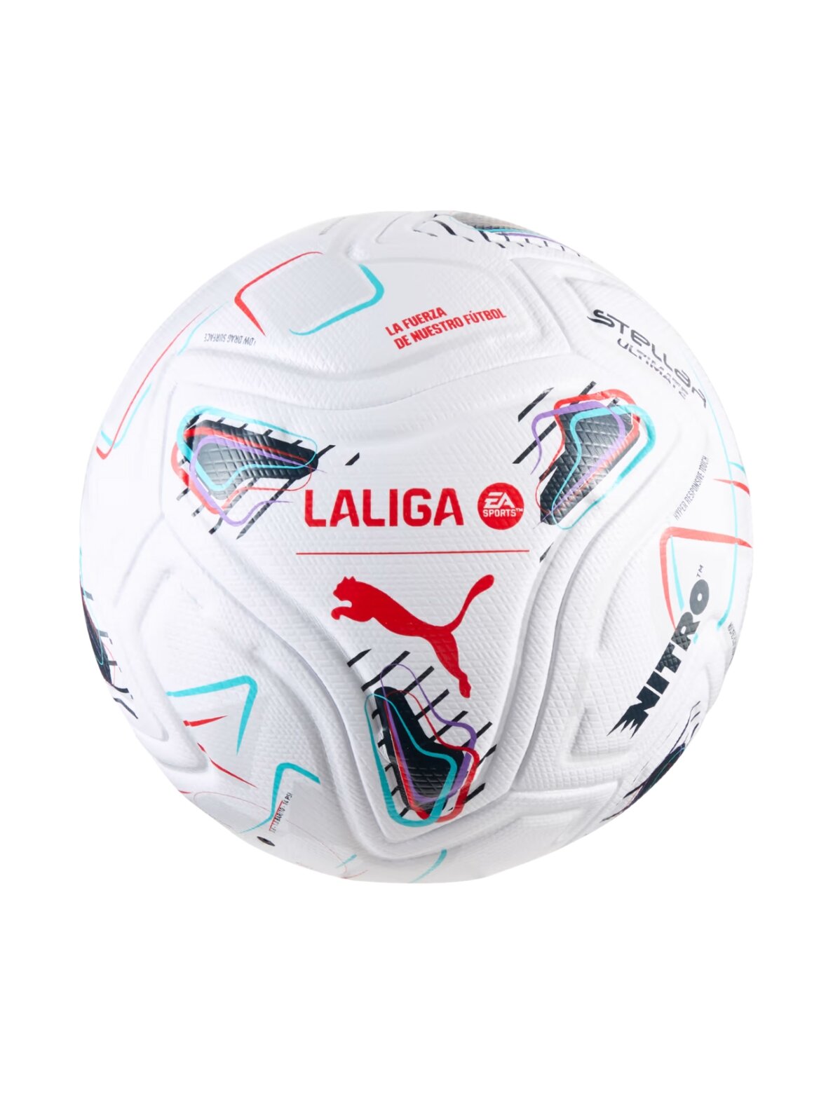 Puma Stellar Nitro Ultimate LaLiga futbolo kamuolys, baltas-raudonas-juodas 85078 01 1 Puma Stellar Nitro Ultimate LaLiga futbolo kamuolys, baltas-raudonas-juodas 85078 01 1