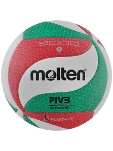 Molten V5M5000 FIVB tinklinio kamuolys, balta, raudona ir žalia