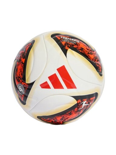 Futbolo kamuolys Adidas Bundesliga 26/27 Torfabrik Competition balta-oranžinė-auksinė KG6045