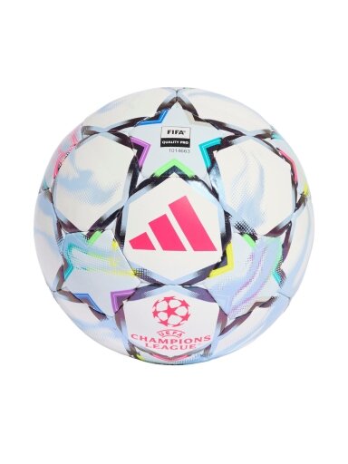 adidas UCL Pro Sala 26/27 League Stage salės futbolo kamuolys, baltas-šviesiai mėlynas / spalvotas KE9772