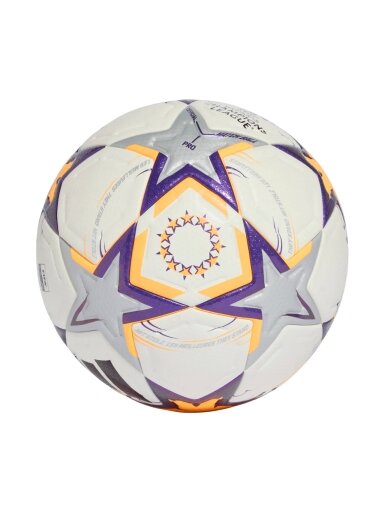 Adidas UCL Womens Pro 26/27 lygos etapo futbolas baltai-oranžinė-violetinė KE5141 Adidas UCL Womens Pro 26/27 lygos etapo futbolas baltai-oranžinė-violetinė KE5141