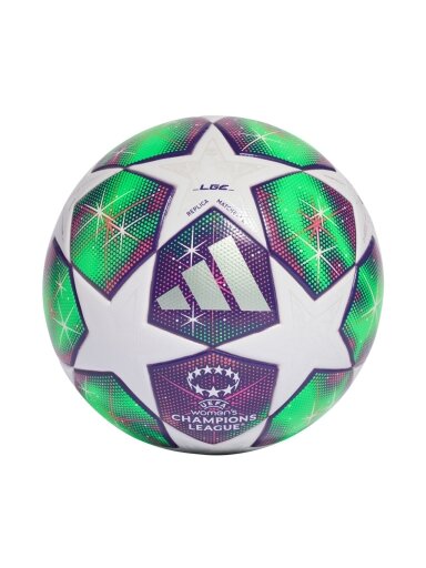 Adidas W UCL 25/26 League Stage futbolo kamuolys moterims violetinė-žalia-balta JP1576