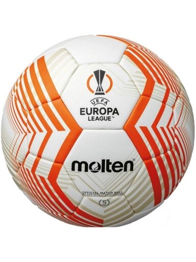 Futbolas Molten FIFA Oficiali UEFA Europos lygos Acentec balta ir oranžinė F5U5000-23