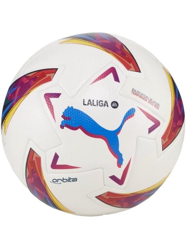 Futbolas Puma Orbita LaLiga 1 FIFA Kokybiška balta-raudona-mėlyna 84106 01