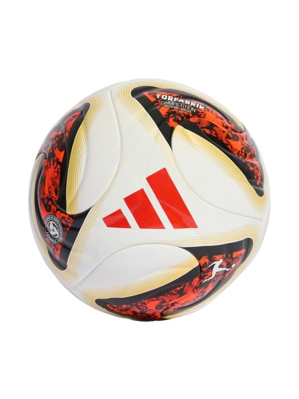Futbolo kamuolys Adidas Bundesliga 26/27 Torfabrik Competition balta-oranžinė-auksinė KG6045 Futbolo kamuolys Adidas Bundesliga 26/27 Torfabrik Competition balta-oranžinė-auksinė KG6045