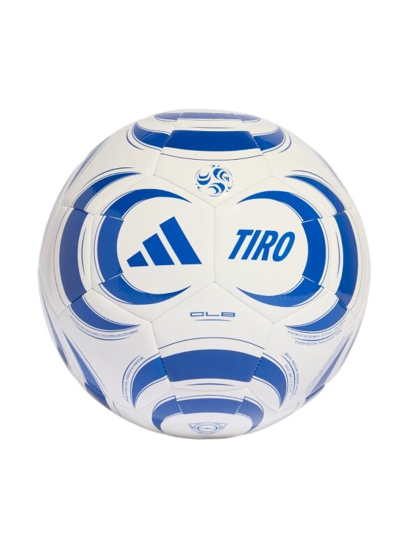 adidas Tiro Club futbolo kamuolys baltas-mėlynas KF8846 adidas Tiro Club futbolo kamuolys baltas-mėlynas KF8846