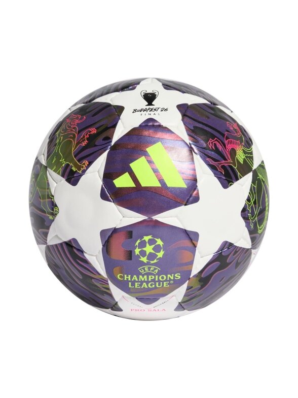 Adidas UCL 25/26 Final Pro Sala futbolo kamuolys violetinės-baltos spalvos JX9102 Adidas UCL 25/26 Final Pro Sala futbolo kamuolys violetinės-baltos spalvos JX9102