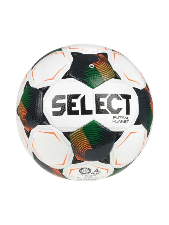 Select salės futbolo kamuolys Futsal Planet v26 FIFA Basic, baltas-juodas-oranžinis-žalias, 1014387 310021 1