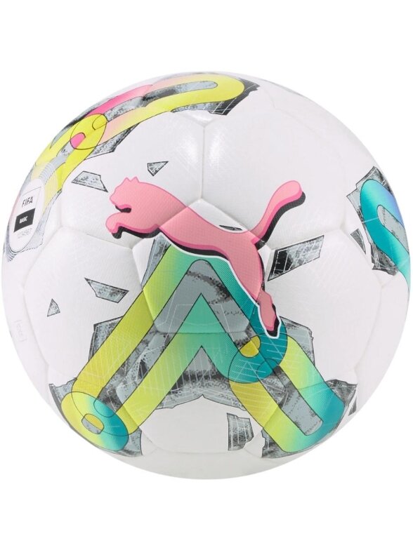 Puma Orbita 4 HYB FIFA Basic futbolas balta-žalia-rožinė 83781 01 Puma Orbita 4 HYB FIFA Basic futbolas balta-žalia-rožinė 83781 01