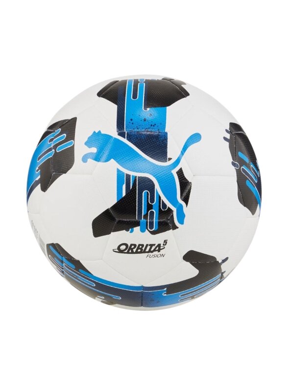 Puma Orbita 5 Fusion futbolo kamuolys baltas-mėlynas-juodas 84331 05 Puma Orbita 5 Fusion futbolo kamuolys baltas-mėlynas-juodas 84331 05